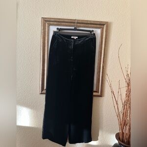 Boden Selwood velvet silk blend wide leg relaxed pants trouser day evening black